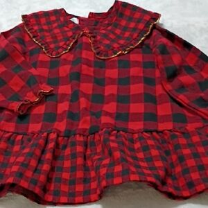 Mud Pie Red and Black Plaid Kids Blouse